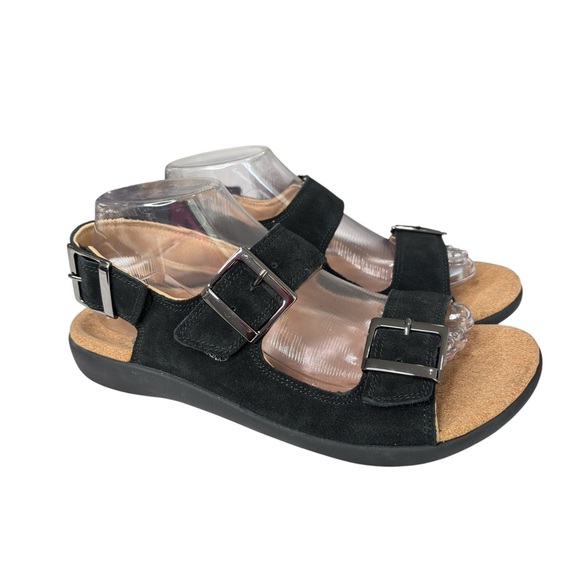 Revitalign Roma Comfort Sandals Sz 9 Orthotic Adjustable Black Suede Backstrap - Picture 3 of 14